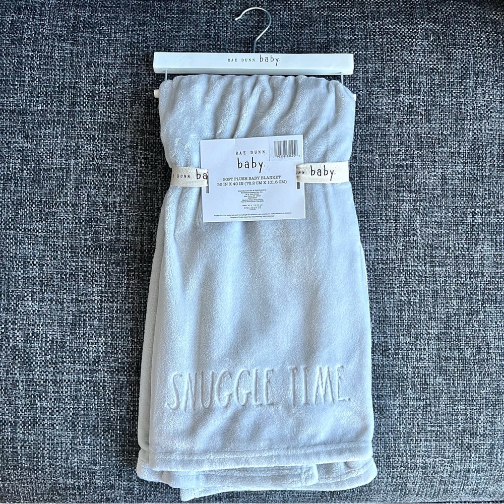 NWT Rae Dunn Grey ‘Snuggle Time’ Baby Blanket